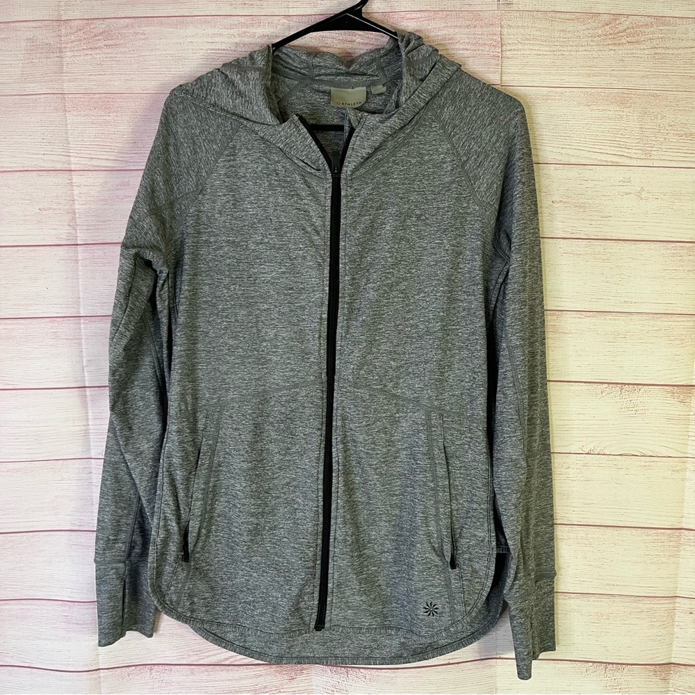ATHLETA Heather‎ Gray Full Zipper Hooded Jacket Size Small